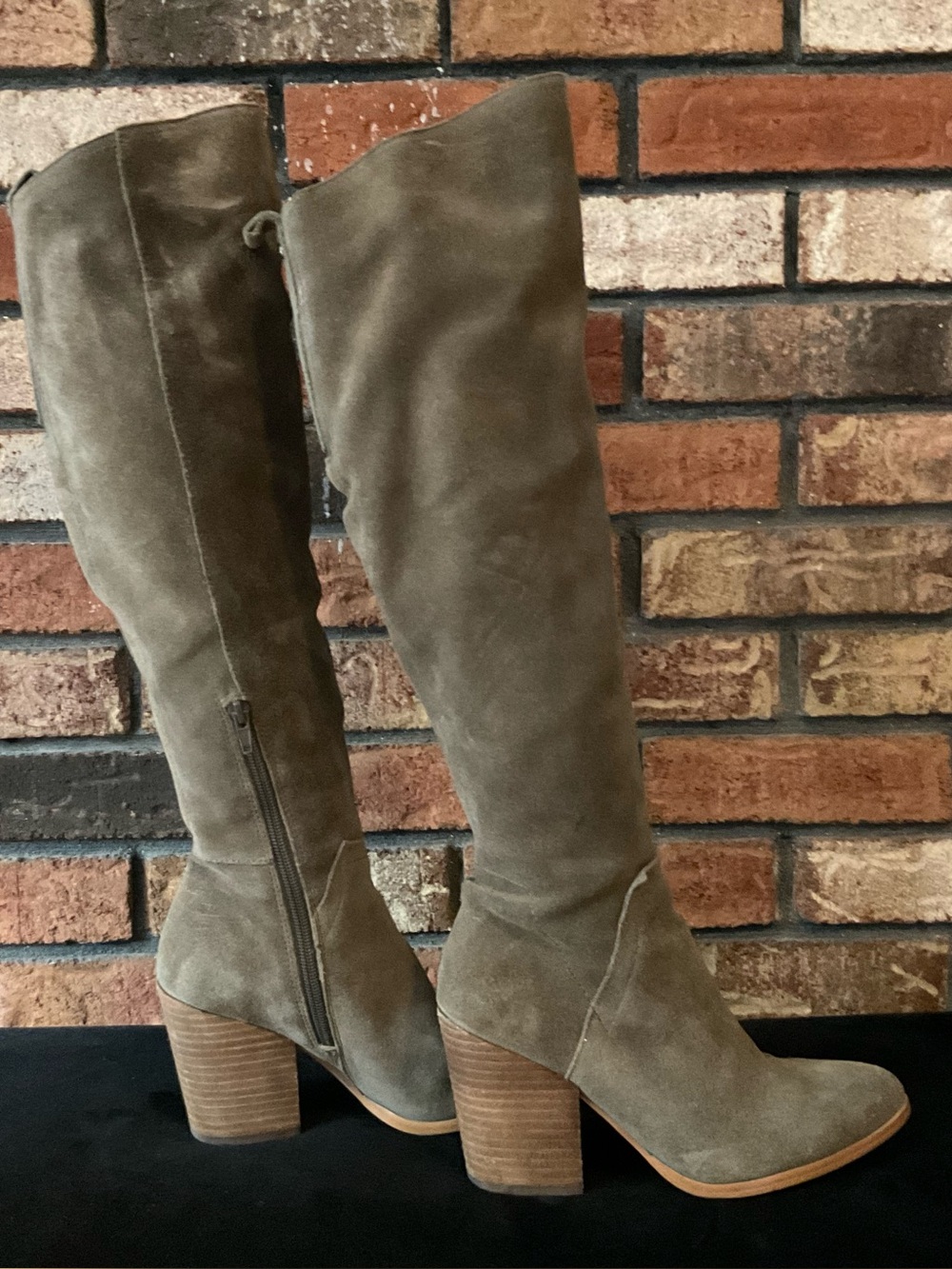 Women’s Over-the-Knee Suede Boots in Olive